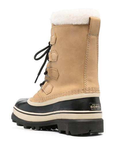Sorel Caribou Fleece-trimmed Nubuck And Rubber Snow Boots In Nude