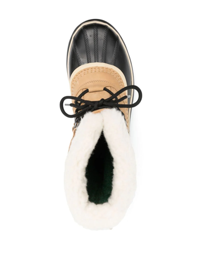 Sorel Caribou Fleece-trimmed Nubuck And Rubber Snow Boots In Nude