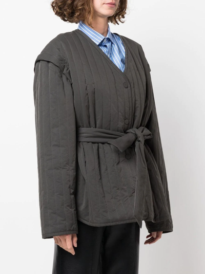 Nanushka Quilted Detachable-sleeve Jacket In Grey