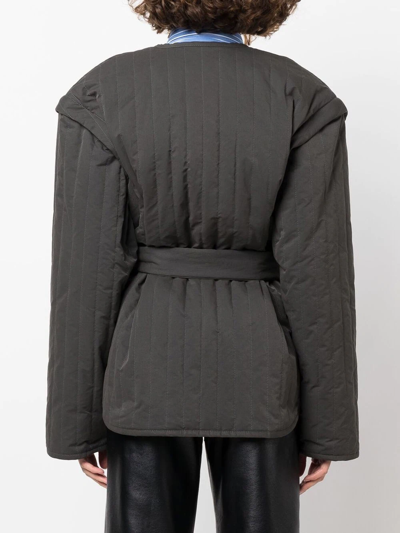 Nanushka Quilted Detachable-sleeve Jacket In Grey
