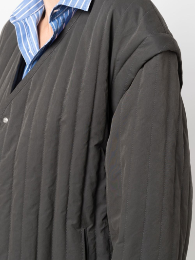 Nanushka Quilted Detachable-sleeve Jacket In Grey