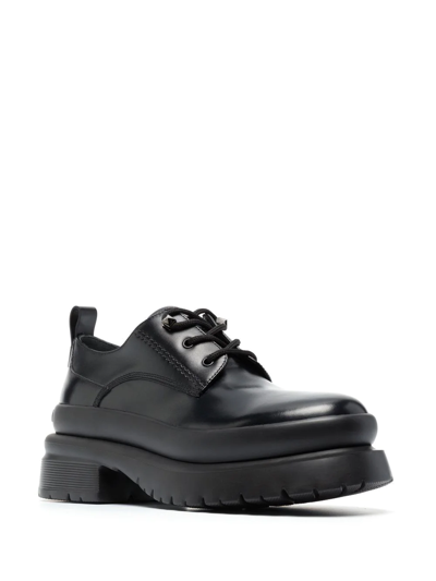 Shop Valentino Polished-finish Derby Shoes In Black