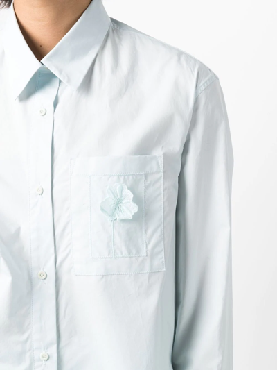 Cecilie Bahnsen Fenet Floral-patch Shirt In Blue