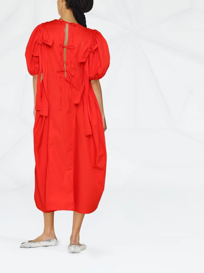 Shop Cecilie Bahnsen Finnegan Peplum-waist Midi Dress In Red