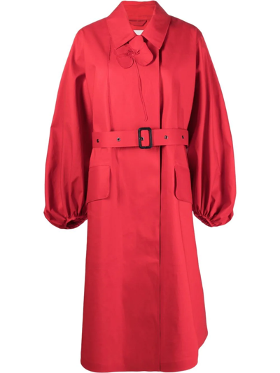 Shop Cecilie Bahnsen Helen Floral-applique Coat In Red