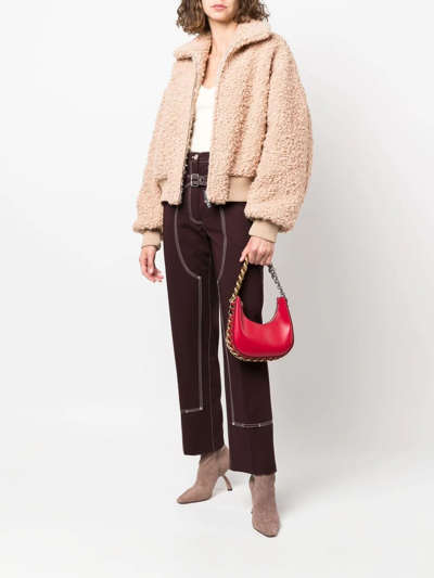 Shop Stella Mccartney Softly Textured Cropped Bomber Jacket In Neutrals