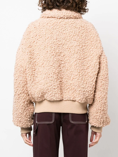 Stella Mccartney Softly Textured Cropped Bomber Jacket In Neutrals