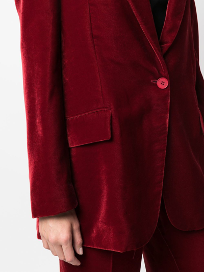 Shop Stella Mccartney One-button Boyfriend Velvet Blazer In Red