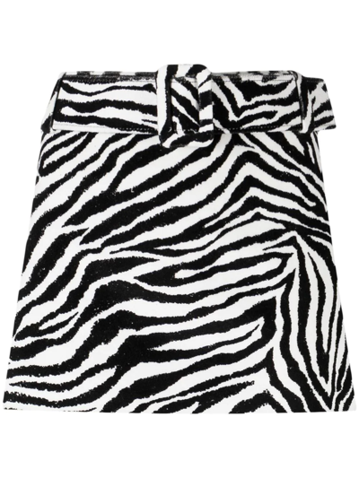 Shop Alessandra Rich Low-rise Zebra-print Skirt In Schwarz