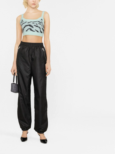 Alessandra Rich Black High-waisted Shell Track Pants In Schwarz