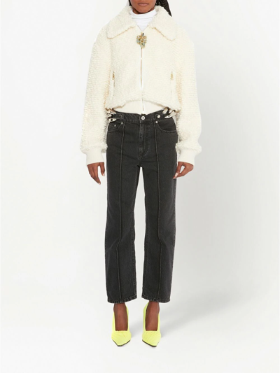 Jw Anderson Knitted Logo-zipper Jacket In White