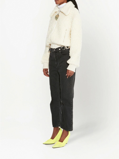 Jw Anderson Knitted Logo-zipper Jacket In White