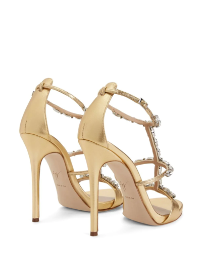 Shop Giuseppe Zanotti Elba Rhinestone-embellished Sandals In Gold