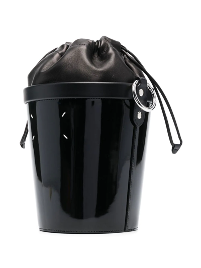 Shop Maison Margiela Medium Fire Leather Bucket Bag In Black