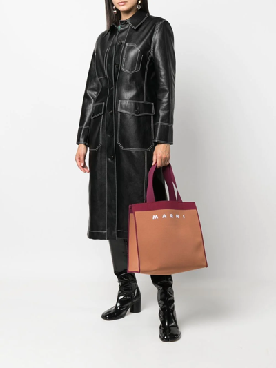 Marni Logo Print Tote Bag In Orange