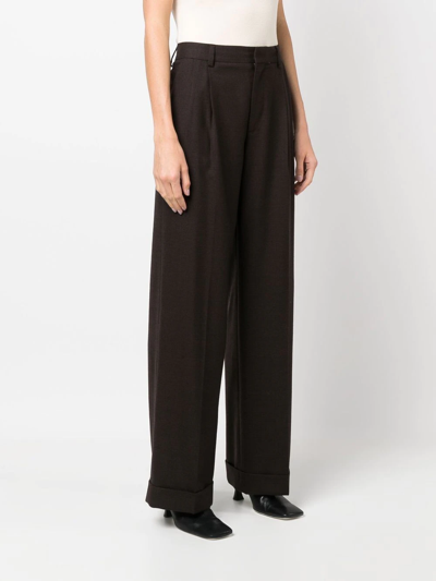 Shop Filippa K Kinley Check-print Tailored Trousers In Brown
