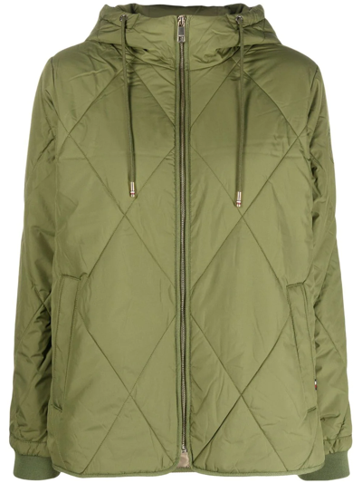 Shop Tommy Hilfiger Drawstring-hood Padded Jacket In Grün