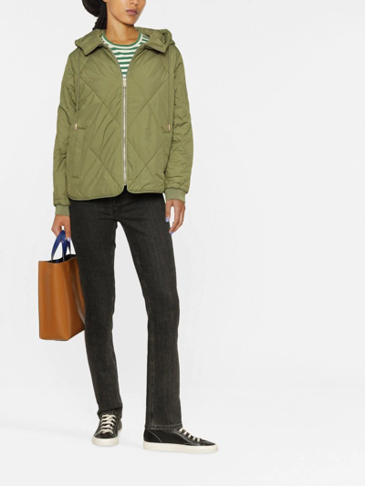 Shop Tommy Hilfiger Drawstring-hood Padded Jacket In Grün