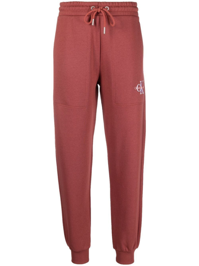 Shop Calvin Klein Jeans Est.1978 Logo-embroidered Sweatpants In Rot