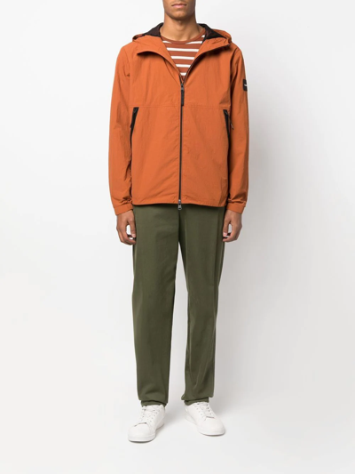 Shop Calvin Klein Lightweight Hooded Zip-up Jacket In Braun