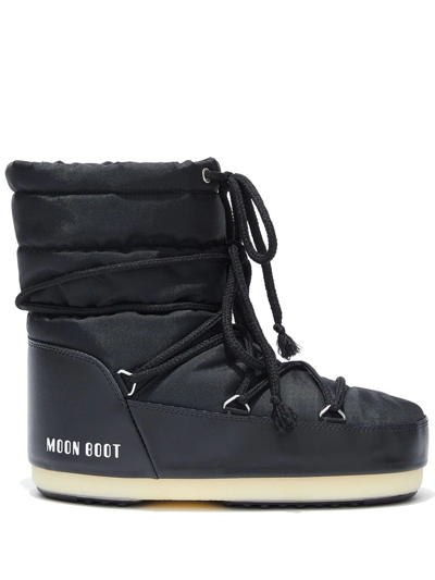 Shop Moon Boot Quilted Logo-print Ankle Boots In Schwarz