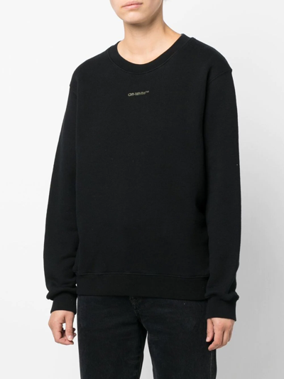 Off-white Signature Arrows Tie-dye Crewneck Sweatshirt In Black