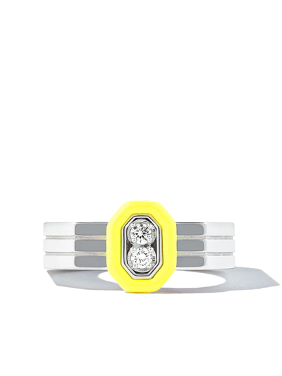 Eéra Eera 18k Wg Ylw Enml Diam Band Rg In Silver