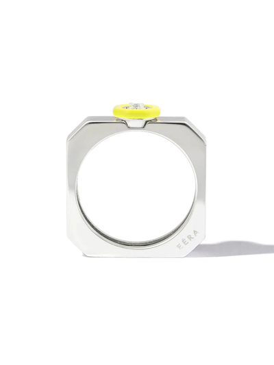 Eéra Eera 18k Wg Ylw Enml Diam Band Rg In Silver