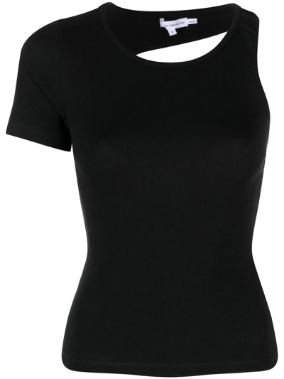 Shop Good American Asymmetric Open Back T-shirt In Black