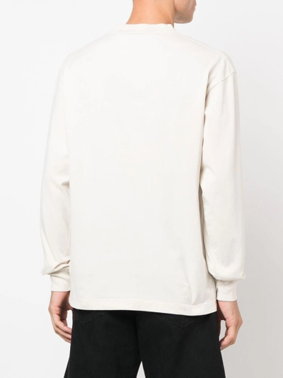 Palm Angels Logo-print Crew Neck Sweatshirt In Weiss
