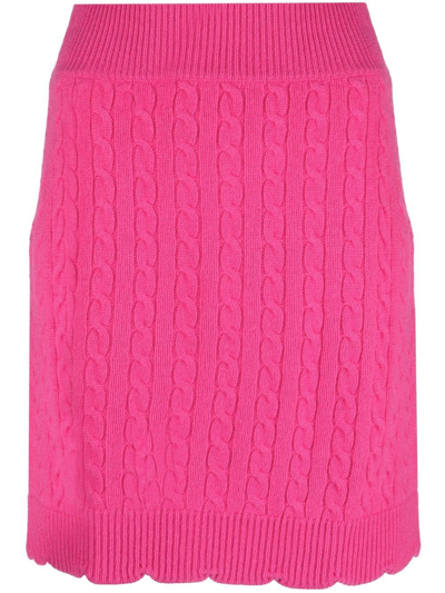 Shop Patou Cable-knit High-waisted Skirt In Rosa