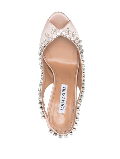 Shop Aquazzura Temptation 105mm Crystal-embellished Sandals In Rosa