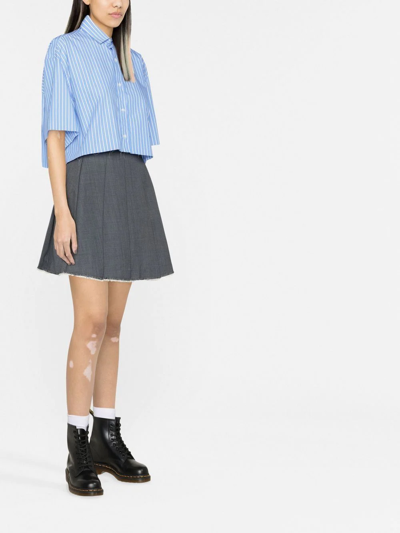 Shop Hommegirls Striped Cropped Shirt In Blau