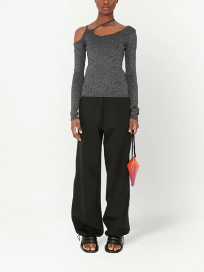 Jw Anderson Asymmetric-cutout Stretch-jersey Top In Grey
