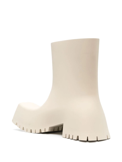 Shop Balenciaga Trooper Block-heel Rubber Boots In Weiss