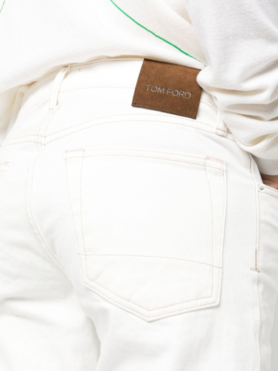 Shop Tom Ford Slim-cut Comfort Jeans In White