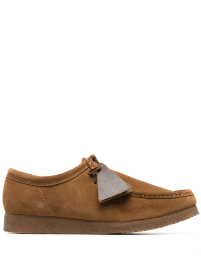 Shop Clarks Wallabee Suede Loafers In Brown