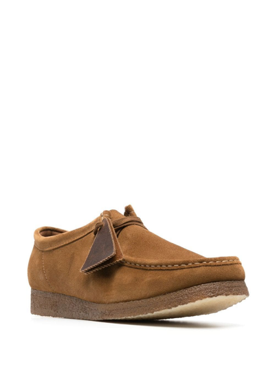 Shop Clarks Wallabee Suede Loafers In Brown