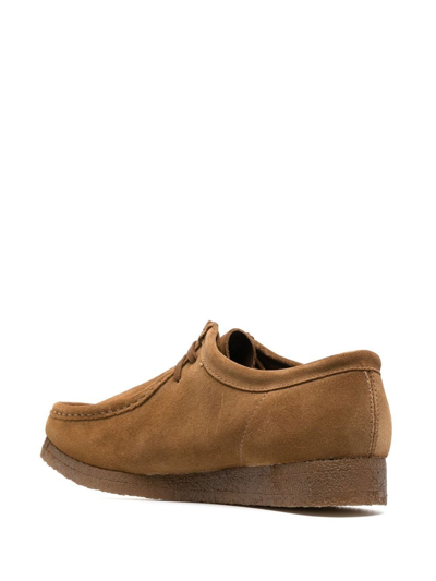 Shop Clarks Wallabee Suede Loafers In Brown