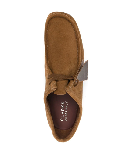 Shop Clarks Wallabee Suede Loafers In Brown