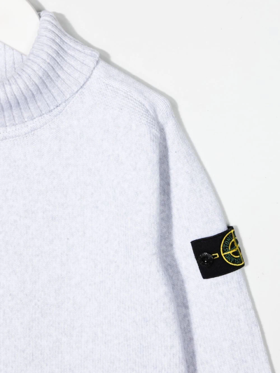 Stone Island Compass-patch Roll-neck Jumper In Grau