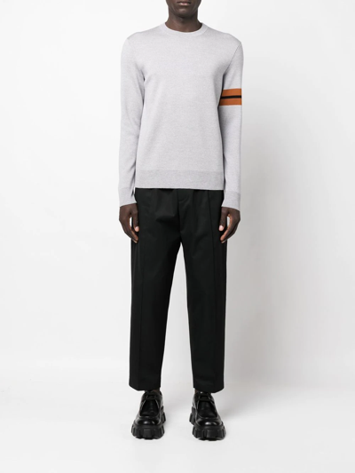 Zegna Gray Striped Sweater In Grey