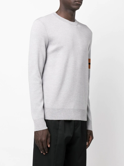 Zegna Gray Striped Sweater In Grey