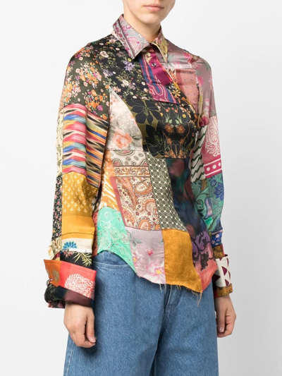 Shop Marques' Almeida Patchwork Asymmetric Shirt In Rosa