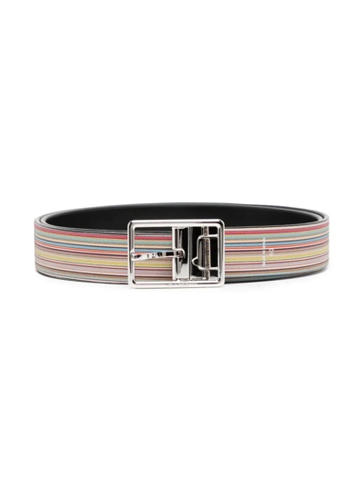 Shop Paul Smith Artist Stripe Reversible Buckle Belt In Multicolour
