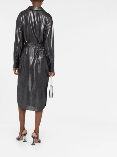 Brunello Cucinelli Shiny Wrap Dress In Grey
