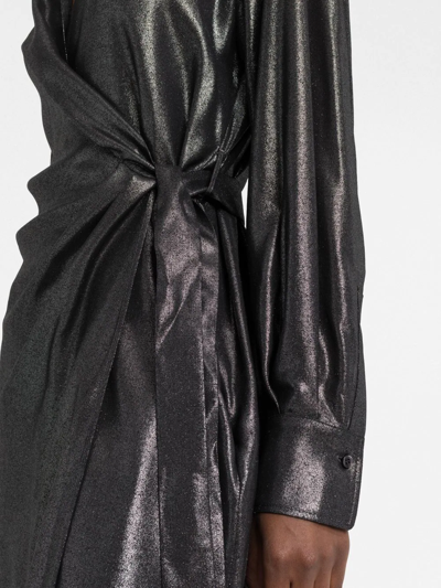 Brunello Cucinelli Shiny Wrap Dress In Grey