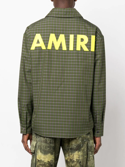 Shop Amiri Logo-print Shirt Jacket In Green