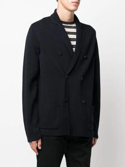 Drumohr Double-breasted Merino Wool Cardigan In Blau