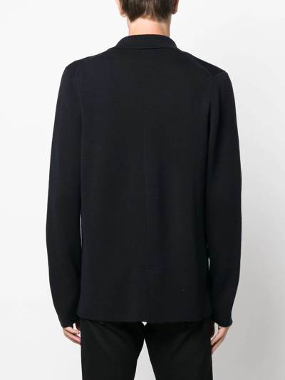 Drumohr Double-breasted Merino Wool Cardigan In Blau